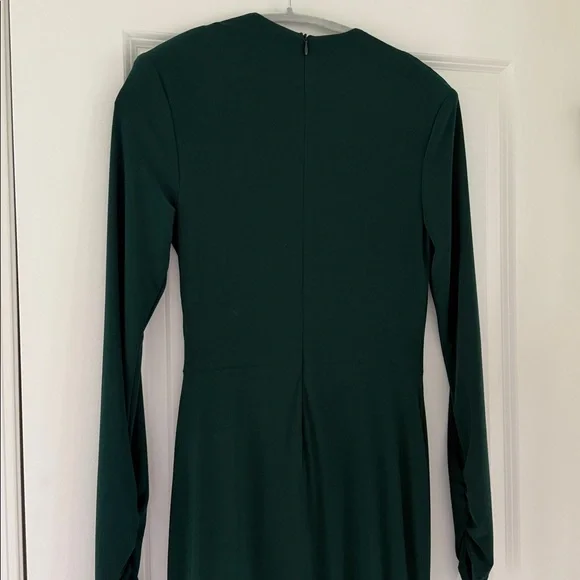 Betsy & Adam Ruffle Long Sleeve Sheath Gown- green - Picture 8 of 9
